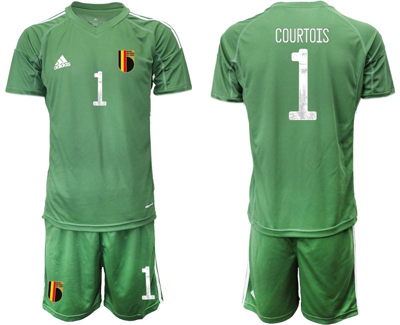 Men 2021 European Cup Belgium green goalkeeper #1 Soccer Jerseys2